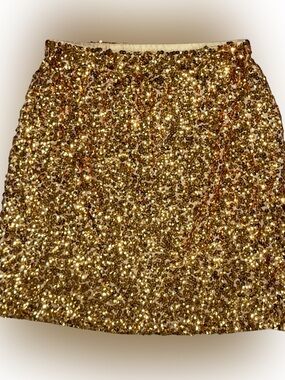 Gold Sequin Mini Skirt - Women's Party A-Line